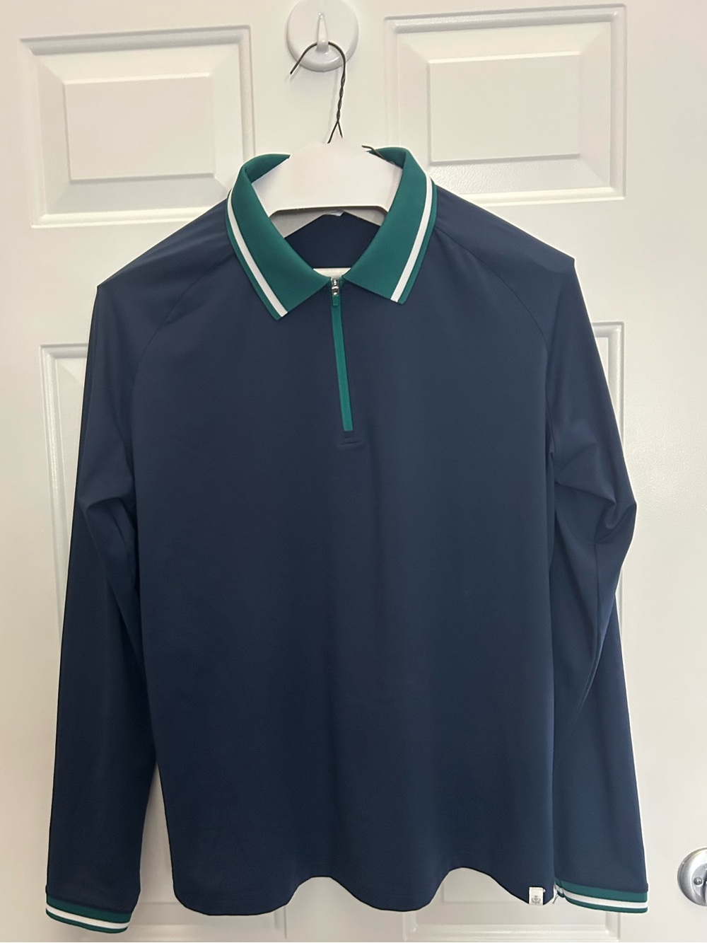 Lady Hagen Navy Long-Sleeve Golf Polo with Green Trim